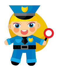 Cartoon character - policeman girl - illustration for the children