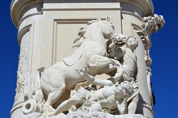 Part of sculpture King Jose I in Lisbon, Portugal