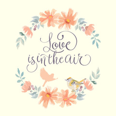 Love is in the air. Hand made vector illustration