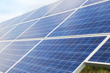        solar panels  in power station alternative renewable energy from the sun 