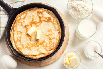 Crepes and ingredients