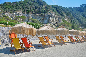 The picturesque beach on the island of Ischia