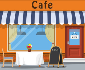 The cafe and the table.