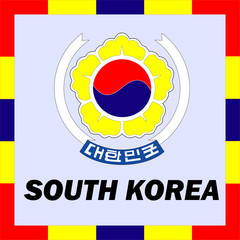 Fototapeta premium Official ensigns, flag and coat of arm of South Korea