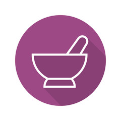 Mortar and pestle flat linear long shadow icon