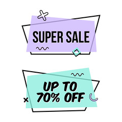 Vector set of trendy flat geometric sale bubbles