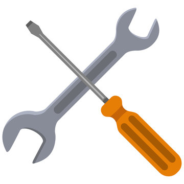 Vector Icon - Setting and Options Symbol. Crossed Wrench and Screwdriver