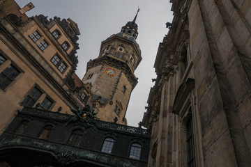 The old buildings in city Dresden against sky