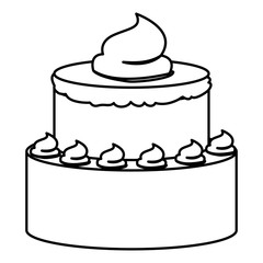 sketch contour of hand drawing two-story cake with buttercream decorative