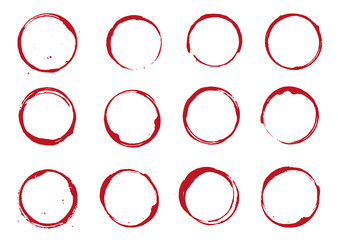 Sammlung Weinflecken oder Kaffeeflecken auf weißem Hintergrund als Vektor