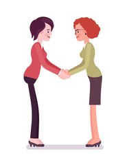 Businesswomen in handshake with two hands