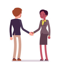 Fototapeta premium Businessman and businesswoman handshake