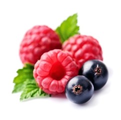 Fototapeta na wymiar Fresh raspberries and currants.