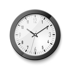 black wall watch for promotion. Office accessories vector illustration mock up
