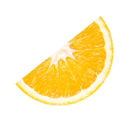 Slice of orange on white background
