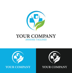 Medical Healthy Organic Logo Design Template Flat Style Design. Vector Illustration