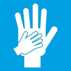 Obraz premium Parent and child hands together icon white