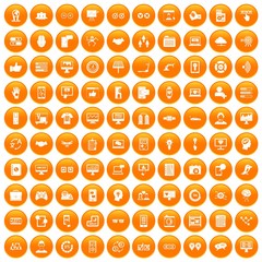 100 interface icons set orange