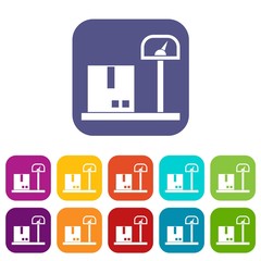 Scales for cargo icons set