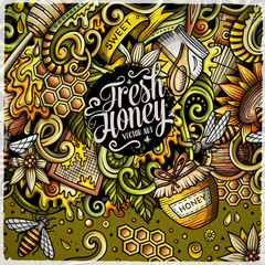 Cartoon cute doodles hand drawn Honey frame design