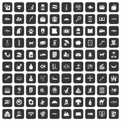 100 cat icons set black