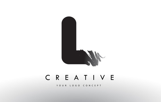 L Brushed Letter Logo. Black Brush Letters design with Brush stroke design.