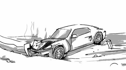 Car crashed in an accident Vector sketch illustration for advertise, insurance company, storyboard, projects - 165805690