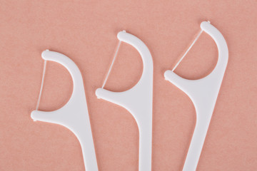 Close up of dental floss toothpicks