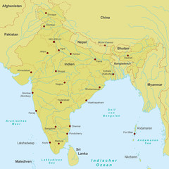 Fototapeta premium Indien Karte - Orange
