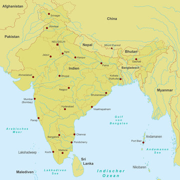 Indien Karte - Orange