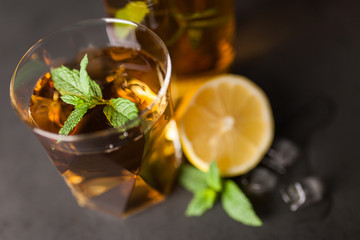 Ice tea with lemon and mint