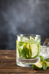 Mojito cocktail on dark background