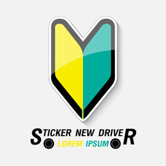 Sticker for new drivers, vector illustration
