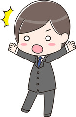 就活 新入社員 リクルートスーツ 男性・男の子　驚き