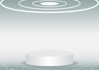 Round podium on futuristic floor vector background