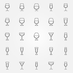 Wine glass icons set