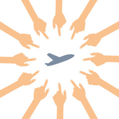 Obraz premium Viele Hände zeigen auf - Flieger