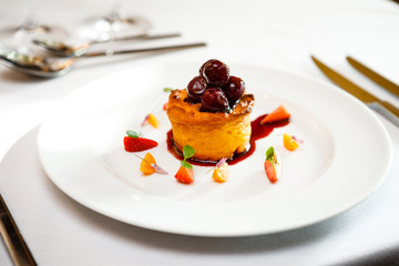 Sweet cake with cherries