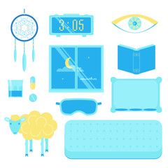sleep flat icon set