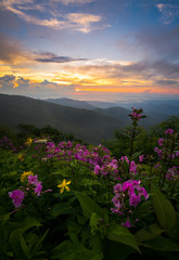 Fototapeta na wymiar Moody sunset in the blue ridge mountains of North Carolina