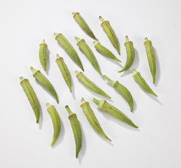 green okra on the white back ground