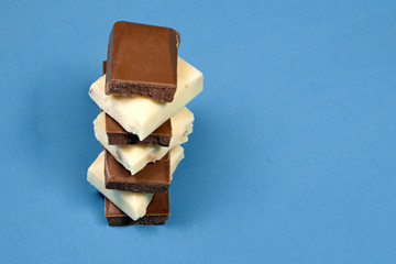 stack of chocolate pieces brown and white