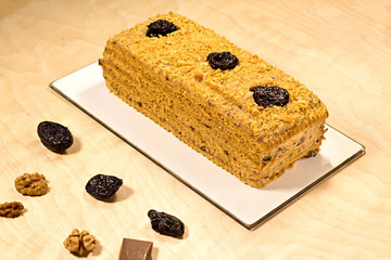 Honey Cake with prune and nuts