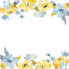Watercolor floral vector frame