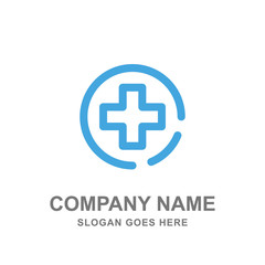 Obraz premium Blue Cross Round Healthcare Medical Medicine Logo Vector
