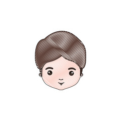 color crayon silhouette caricature closeup front view guy with mushroom haircut