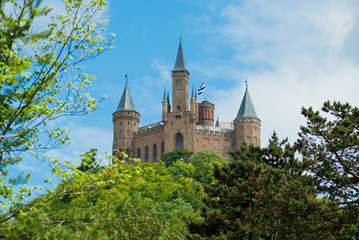 Fototapeta na wymiar Castle Hohenzollern on the blue sky how background