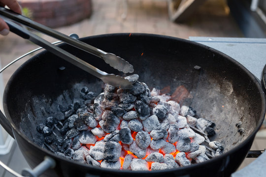 Barbecue with hot charcoal
