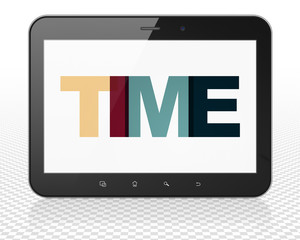 Timeline concept: Tablet Pc Computer with Time on  display