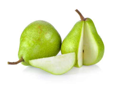 green pears isolated on white background